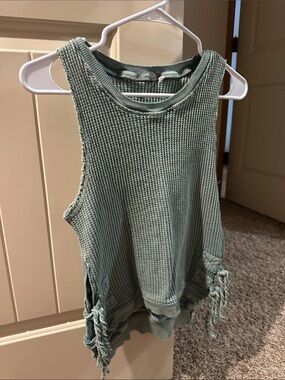 Free people Fp one Waffle Knit Tie-Hem Tank Top - Sage Green